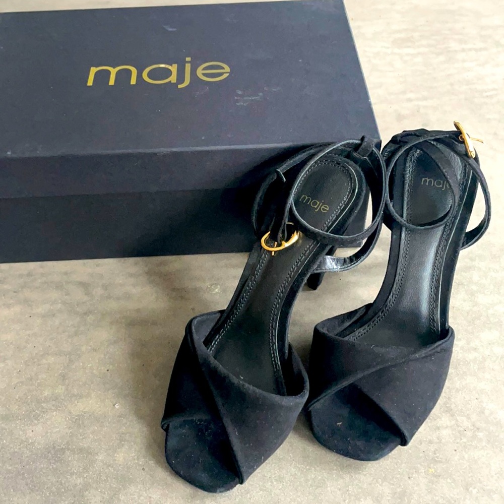 Black Velvet Maje Heels